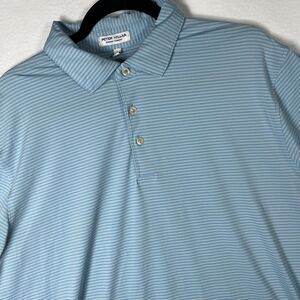 Peter Millar Merion Golf Club 1896 Polo Shirt Mens L Summer Comfort Blue Striped